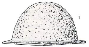 Drawing: Shield boss Drawing side view  Haithabu Report 12 Page 54 Fig 1